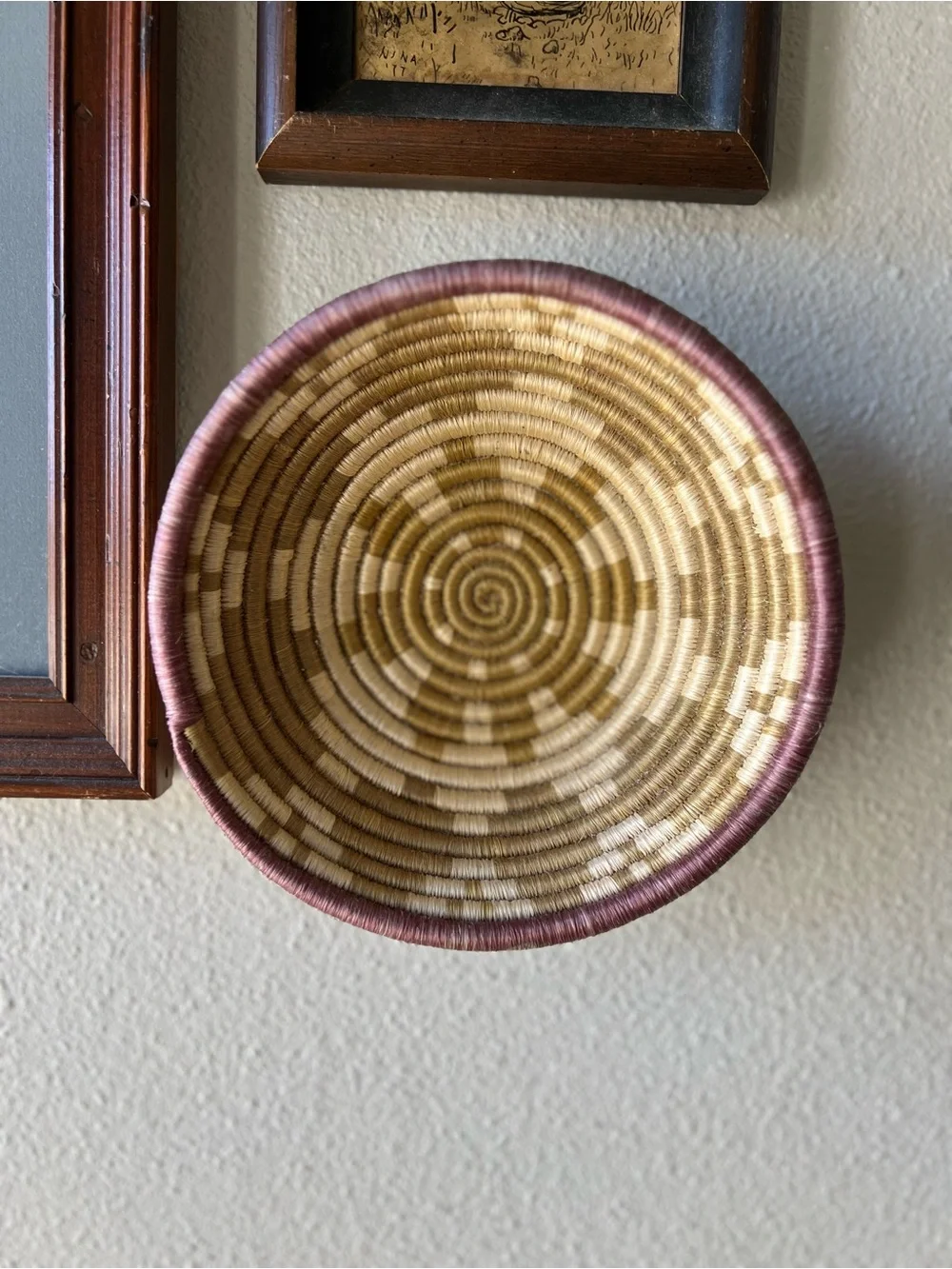 Handwoven African Wall Basket Coiled Sisal & Sweetgrass Bowl 7